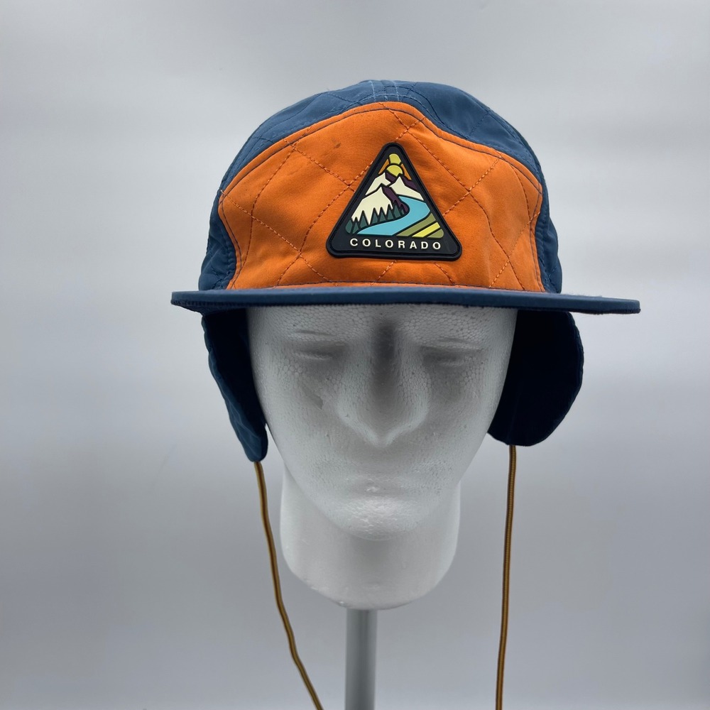 NWT Atomic Child A206-BL-23-CO OS Hat Blue Orange Quilted Colorado Ear Flap Cap